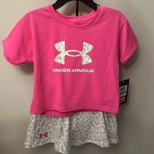 Under Armour Pink and White Kids Tee